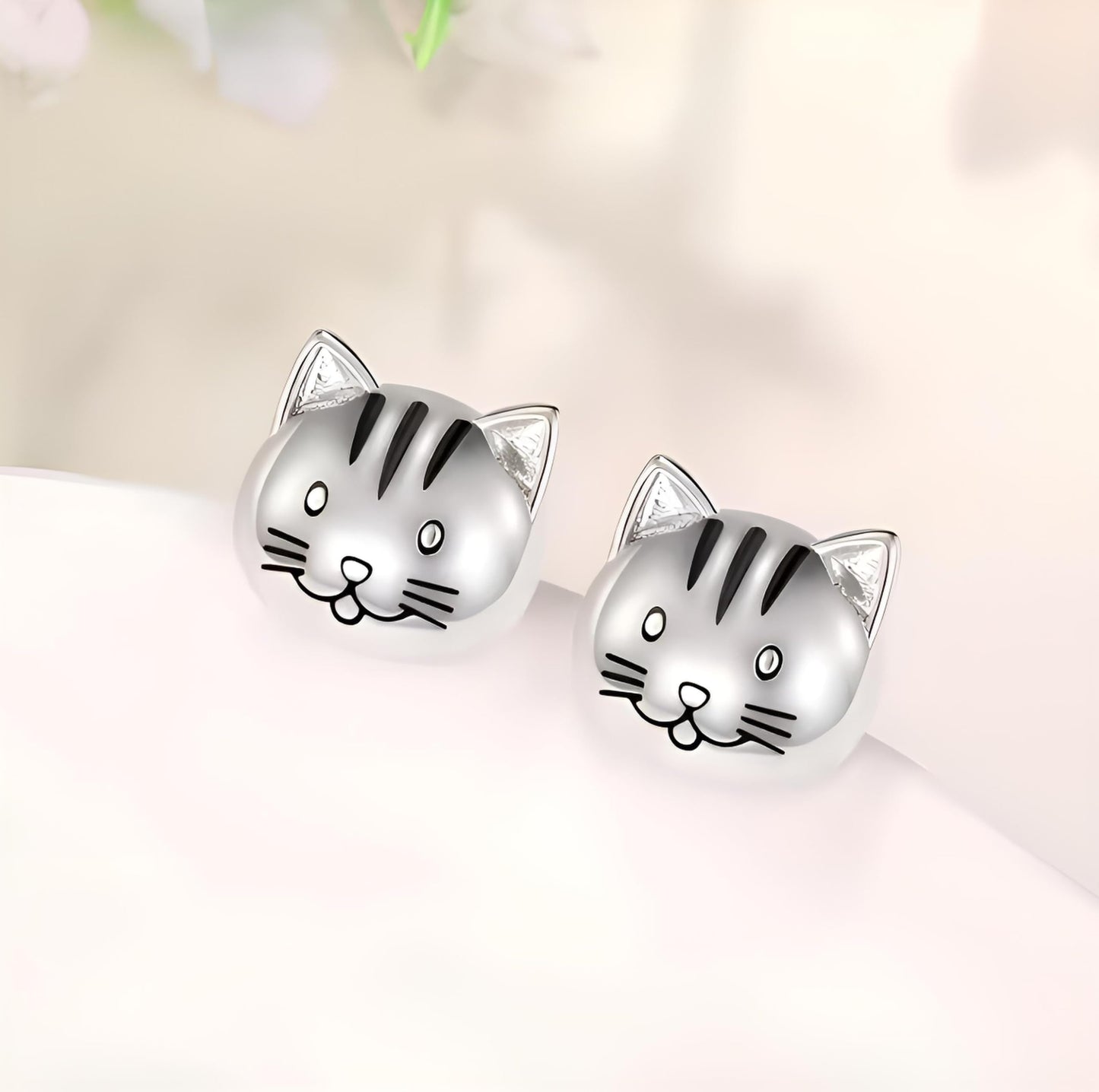 Stainless Steel Cat Face Earrings, Minimalist Cat Design Jewelry for Women - Hypoallergenic Animal Jewelry