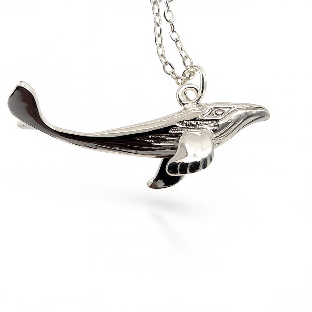 Stainless Steel Whale Pendant Necklace, Gold and Silver Tone, Ocean Theme - Whale Necklace Gift