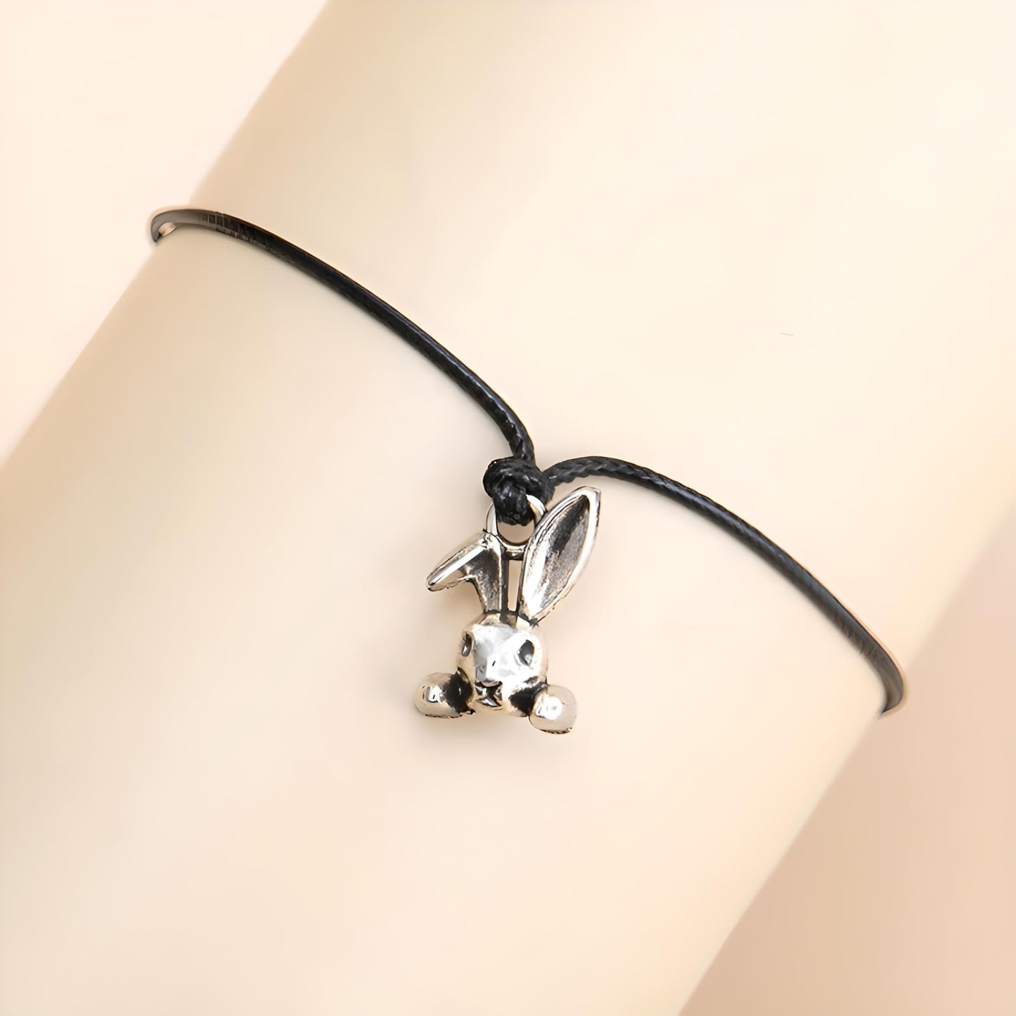 Easter Wish Bracelet with Bunny Charm, Easter Egg, Black String Adjustable Friendship Bracelet, Holiday Gift