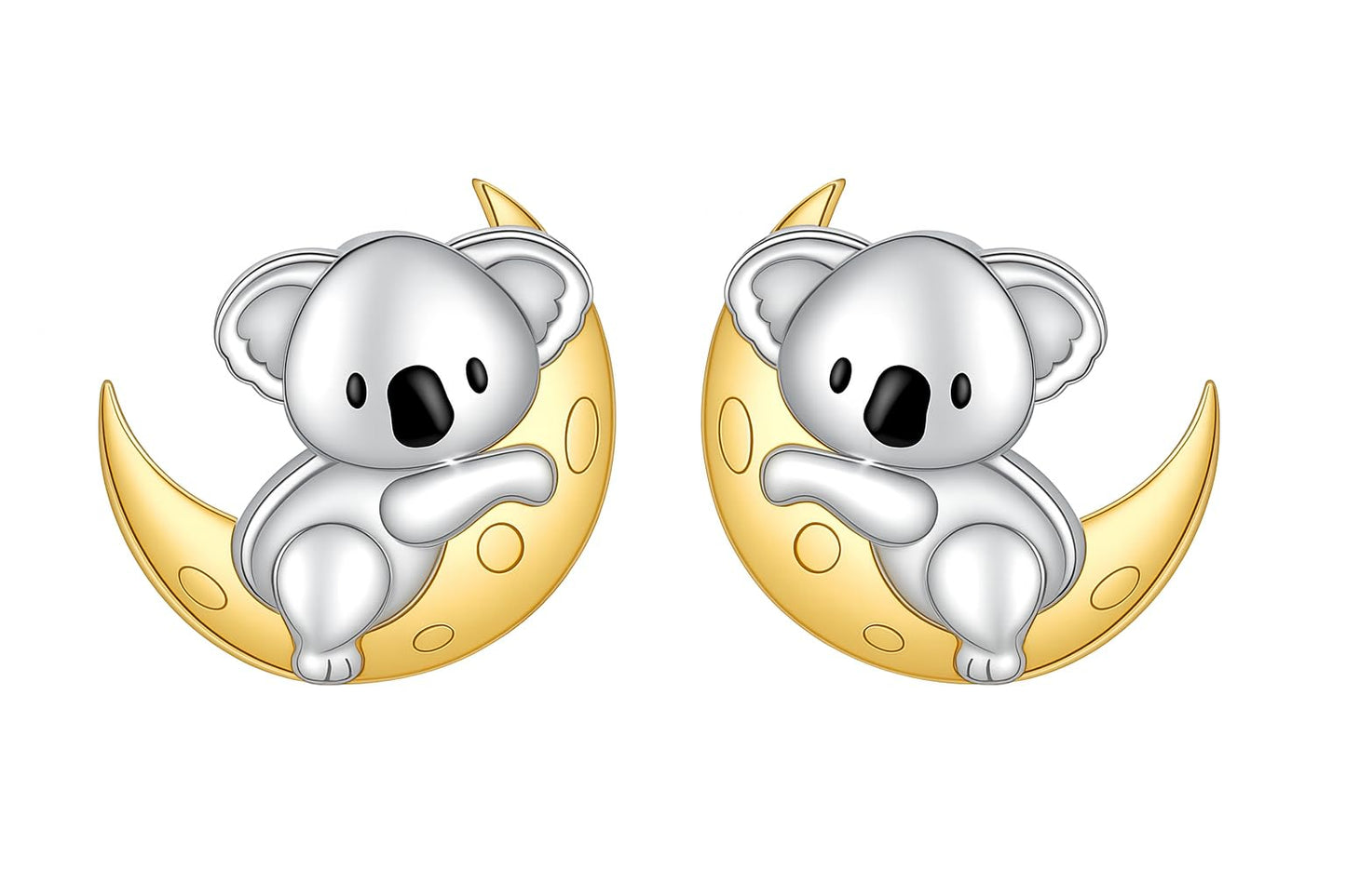 Heart-Shaped Animal Dangle Earrings, Monkey and Koala, Stainless Steel with Rhinestones, Banana Charm, Birthday or Party Gift