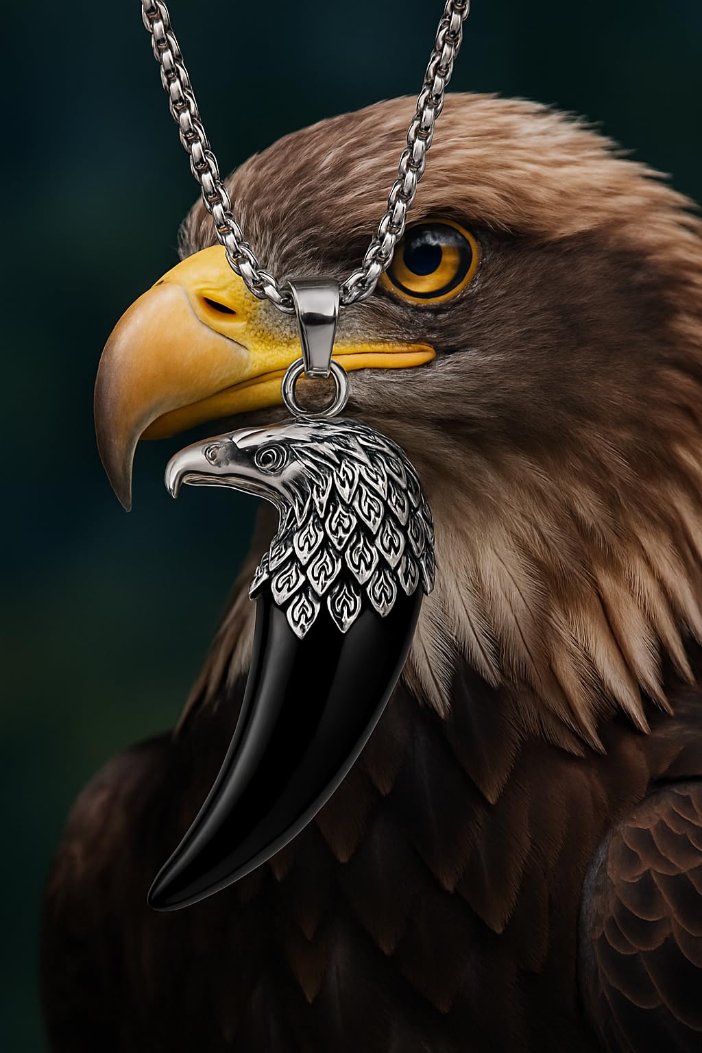 SUPAC Bald Eagle Triangle Pendant Necklace - Fashion-Forward Hip Hop Style - Durable & Bold Accessories for Men - Gift Idea for Every Occasion