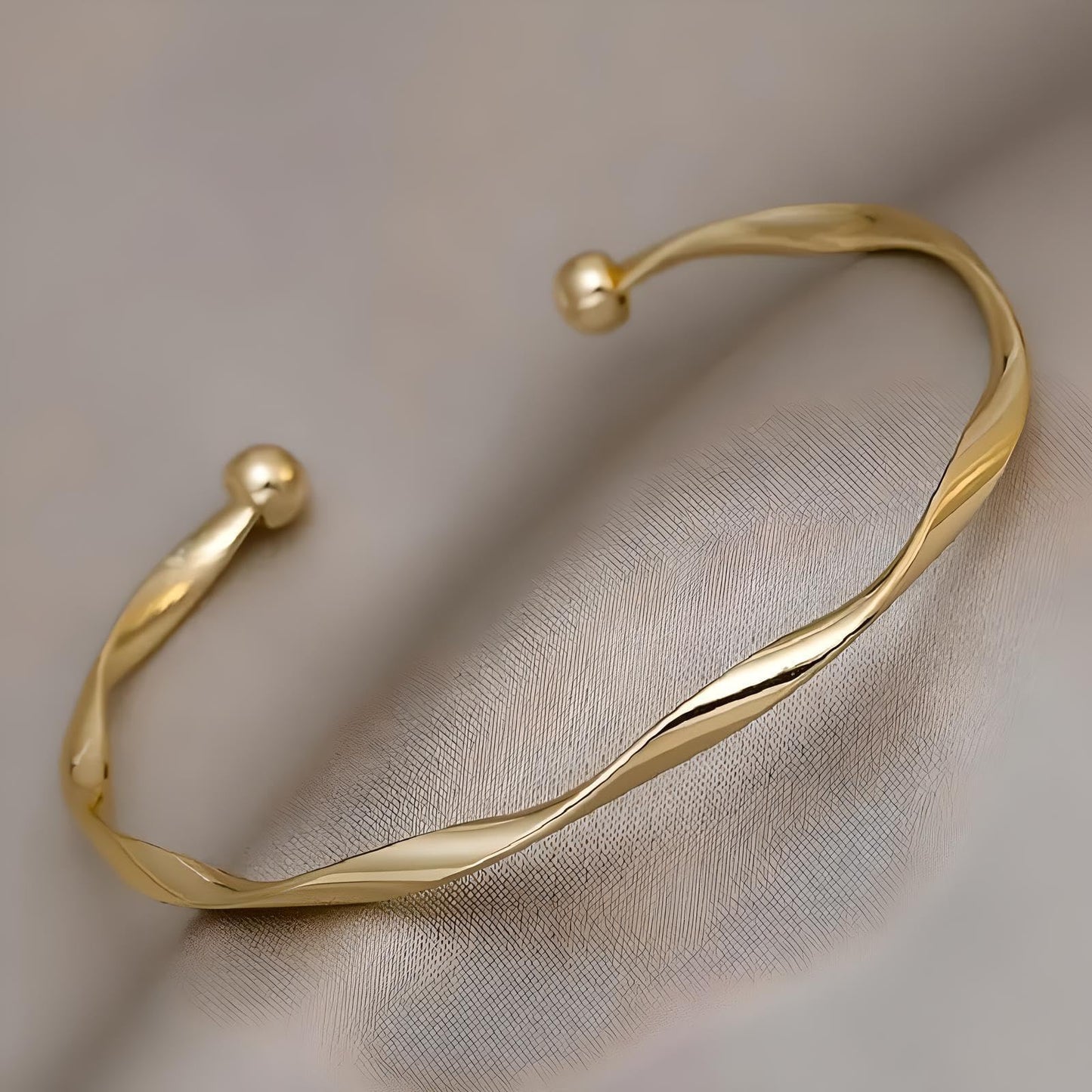 Luxurious Twist Open Cuff Bangle - Adjustable, Minimalist Fashion, Golden Bracelet For Women - Elegant, Simple, and Versatile Accessory for Any Occasion - Christmas or Birthday Gift