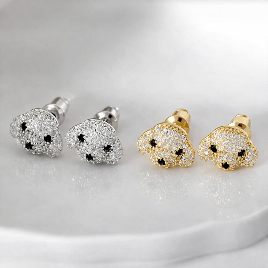 Dog Lovers' Earrings, Different Dog Breed Stud Earrings with Crystals, Rose Gold and Silver Tone - Party, Birthday, or Christmas Gift