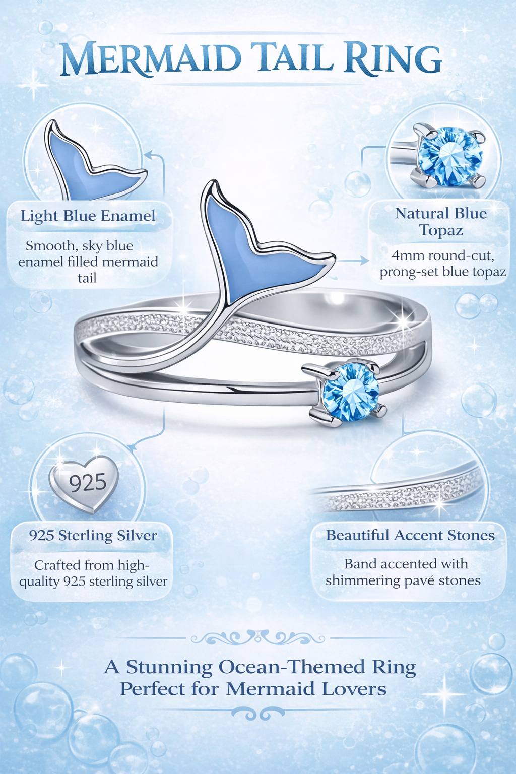 Whale Tail Ring - Stainless Steel Design, Whale and Shark Jewelry Gift