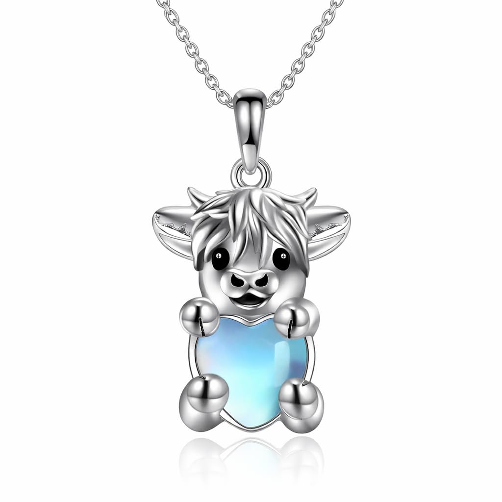 SUPAC Unique & Fashionable Cartoon Cow Necklace with Flower Pendant in White K