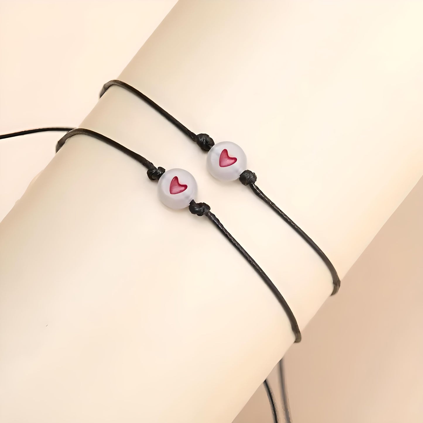 SUPAC Animal and Sport Friendship Bracelet, Always Bee You Wish Bracelet, Black Adjustable String, Decorative Animal Charms, 6.2-11.8 inches (Red Heart)