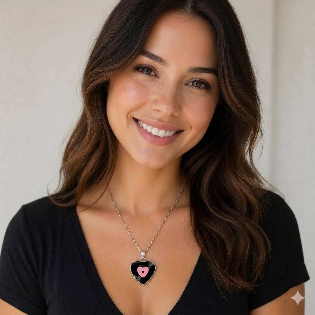 SUPAC Unique Music Record Pendant Necklace - Avant-Garde Fashion Accessory, Eye-Catching Design for Men and Women - Birthday, Christmas Gift or Personalized Jewelry
