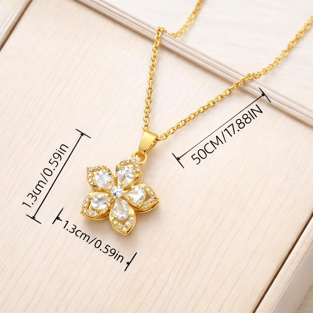 SUPAC Exquisite 360° Rotatable White Blossom Pendant Necklace - Fashion Decompression Jewelry with Adjustable Chain - Birthday Gift for Women, Lovers, Friends, and Family