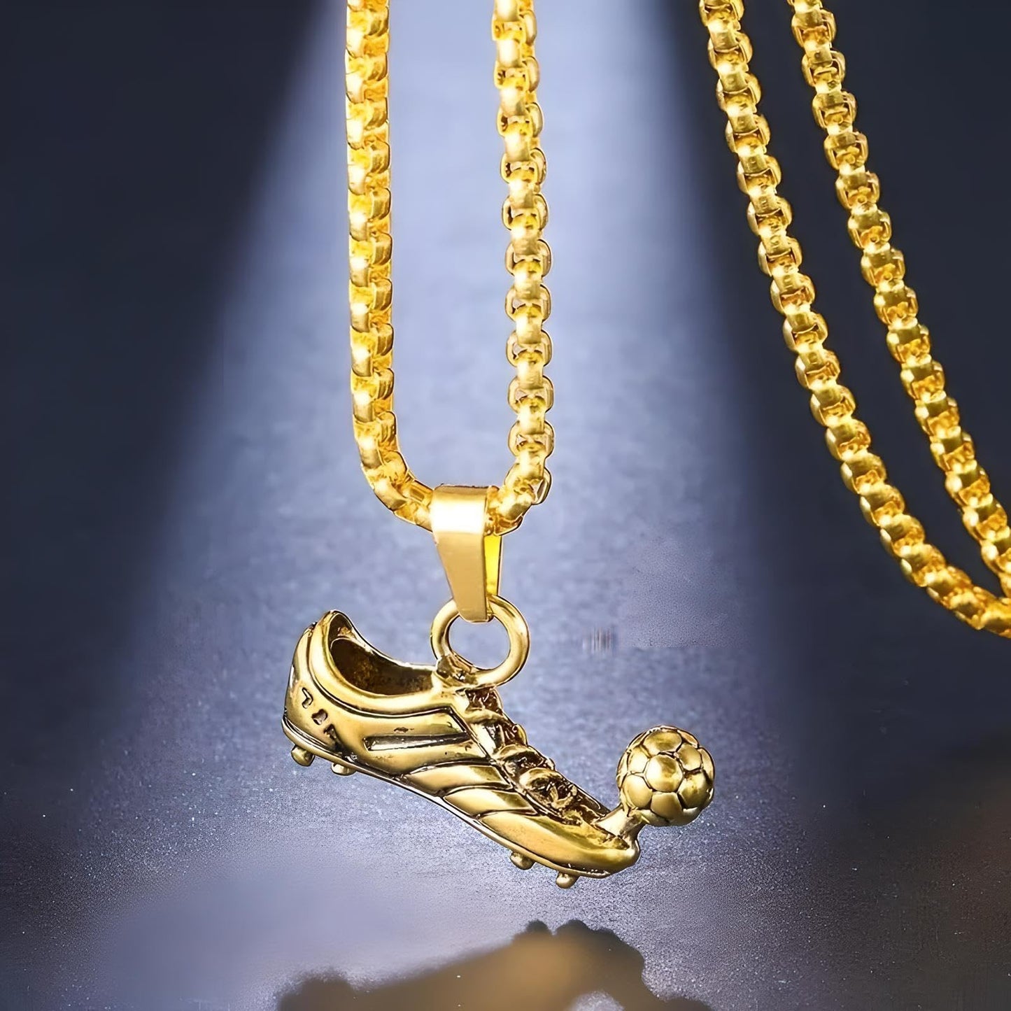 Soccer Cleats and Ball Silver or Gold Necklace – Show Your Love for the Beautiful Game!", - Score Style Points On and Off the Field! Stainless Steel Soccer Fan Pendant - Hip-Hop Street Style Necklace, Durable & Fashion-Forward SUPAC