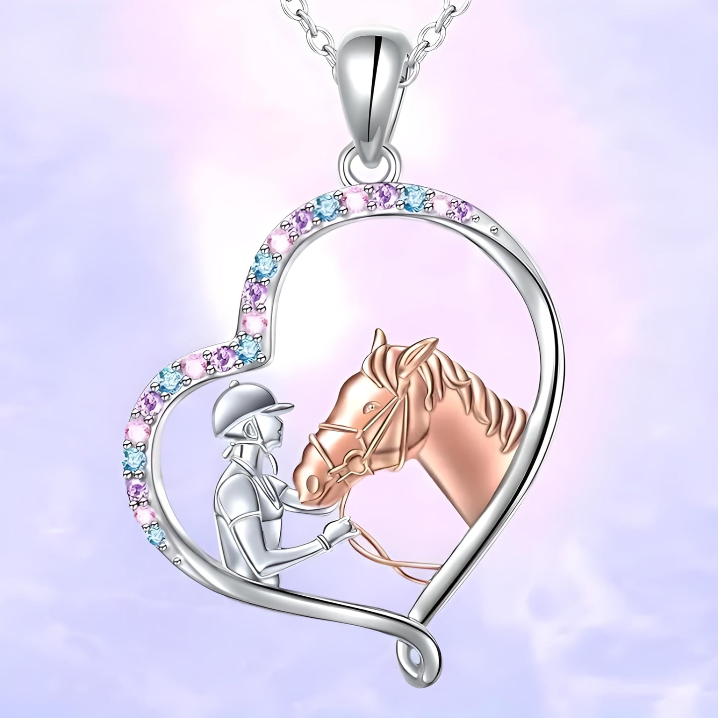 Sports Heart Necklace, 9 Different Sport Options: Basketball, Jumping Cheerleader, Gymnast, Softball, Volleyball, Ballet Ballerina, Runner, Sports Accessories Birthday Gift- Simulated Rainbow Diamonds, Christmas, Birthday or Party Gift