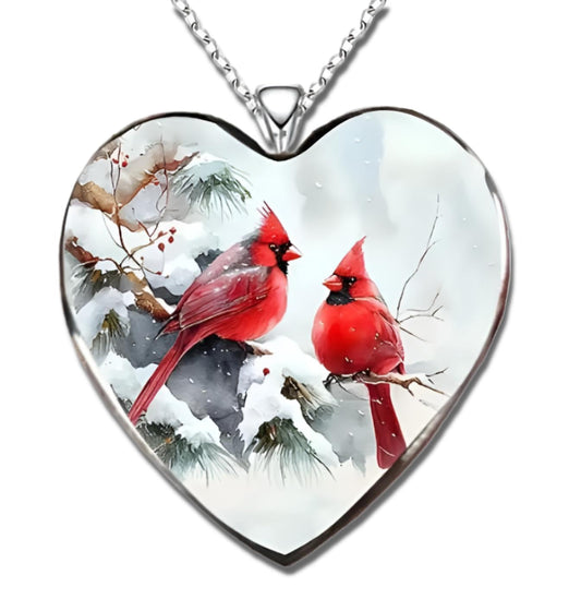 SUPAC Red Cardinal Wing Ring, and Necklaces, Silver-Plated 'I Am Always with You' Inspirational Message, Adjustable - Christmas, Party, or Birthday Gift (Snow)