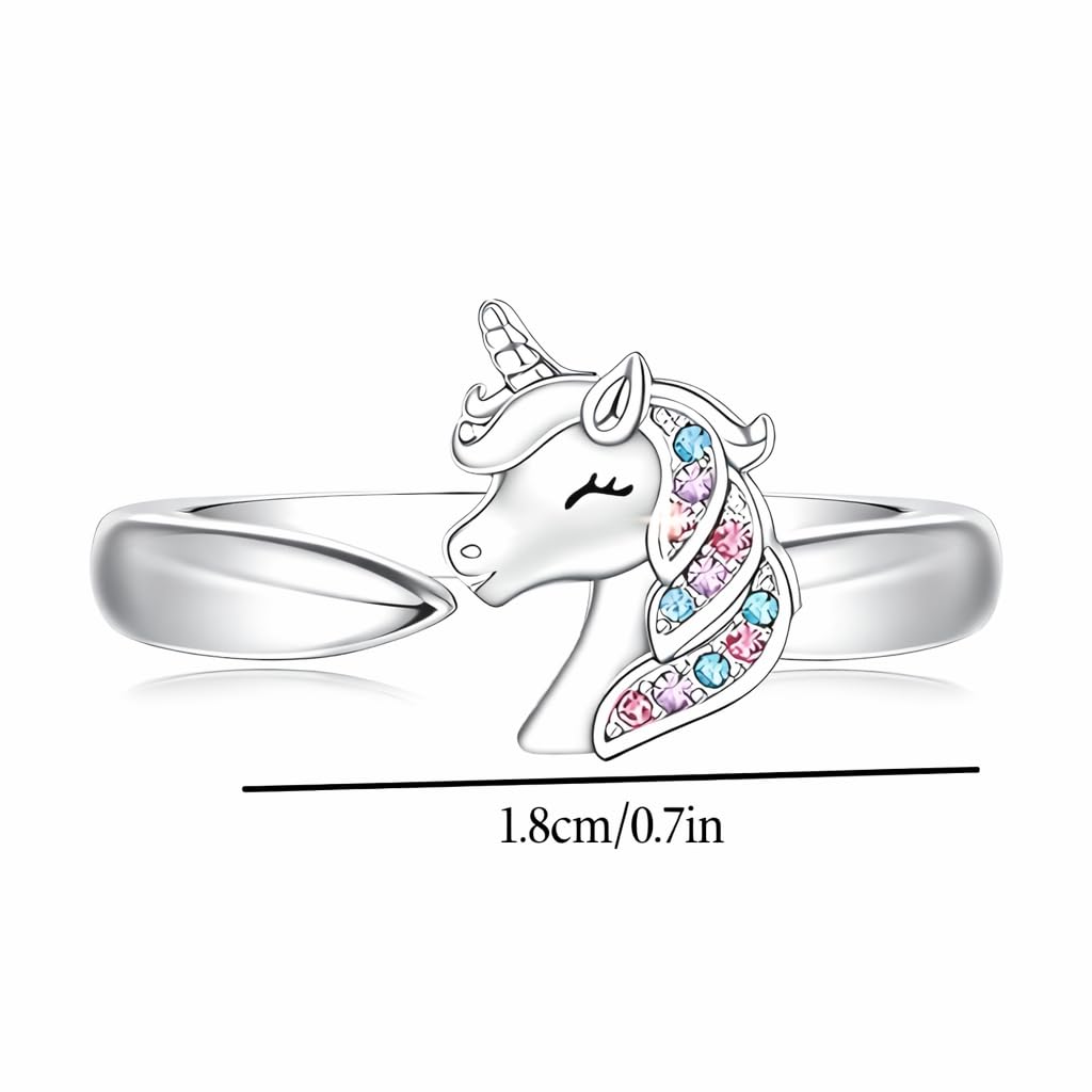 SUPAC Unicorn Crystal Jewelry Set, Moon Necklace, Earrings, Ring and Bracelet, Silver - Unicorn Jewerly Gift