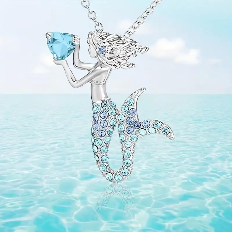 SUPAC Charming 1pc Mermaid Cartoon Necklace for Women – Whimsical Under-the-Sea Design, Christmas, Birthday, or Party Gift for Mermaid Lovers! (Blue, Pink, and Purple Colors!)