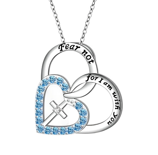 SUPAC Exquisite Cross Heart Pendant Necklace, Glorifying the King of Kings! Fear not for I am with you