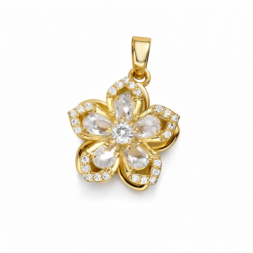 SUPAC Exquisite 360° Rotatable White Blossom Pendant Necklace - Fashion Decompression Jewelry with Adjustable Chain - Birthday Gift for Women, Lovers, Friends, and Family