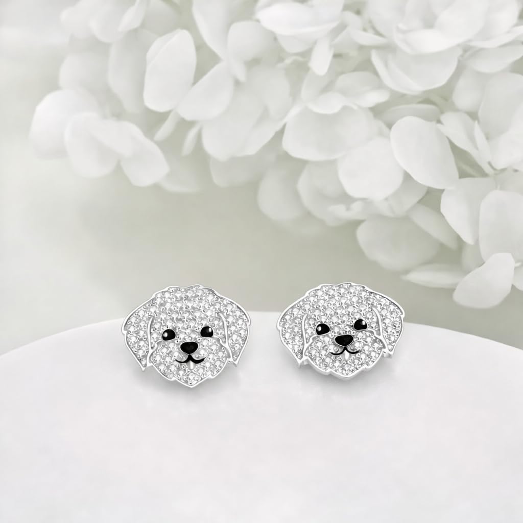 Dog Lovers' Earrings, Different Dog Breed Stud Earrings with Crystals, Rose Gold and Silver Tone - Party, Birthday, or Christmas Gift