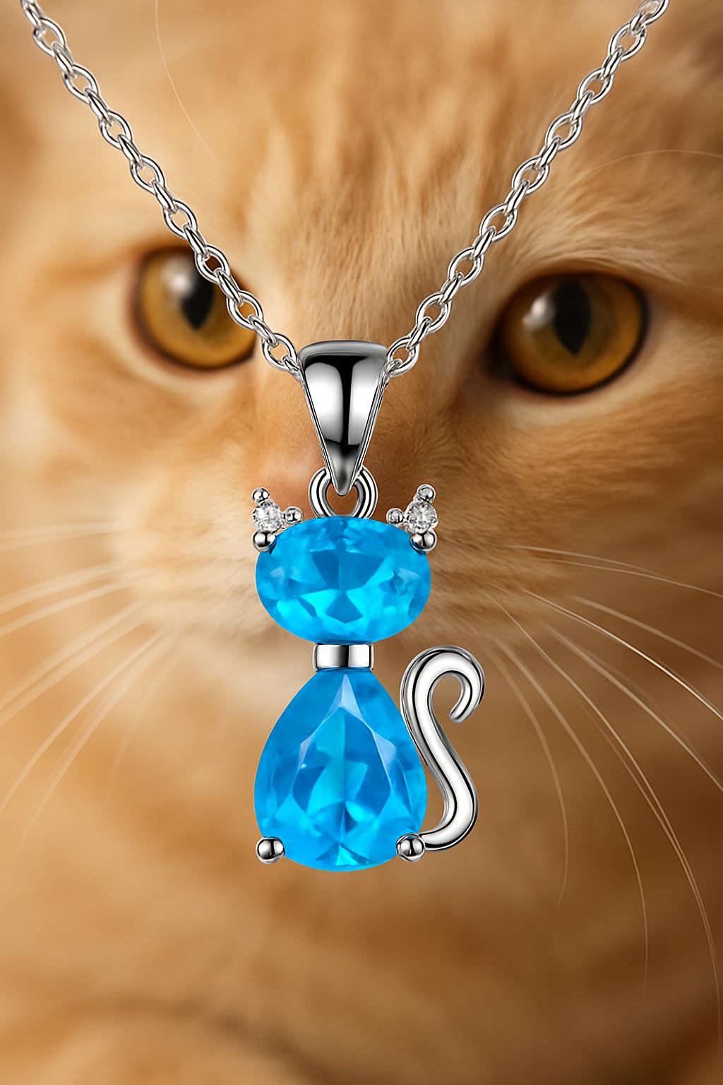 SUPAC Pink Shiny Cat Pendant Necklace Jewlery, Gift for Women or Men, Birthday, Christmas or Party Gift - Delicate Exquisite Collar Charm