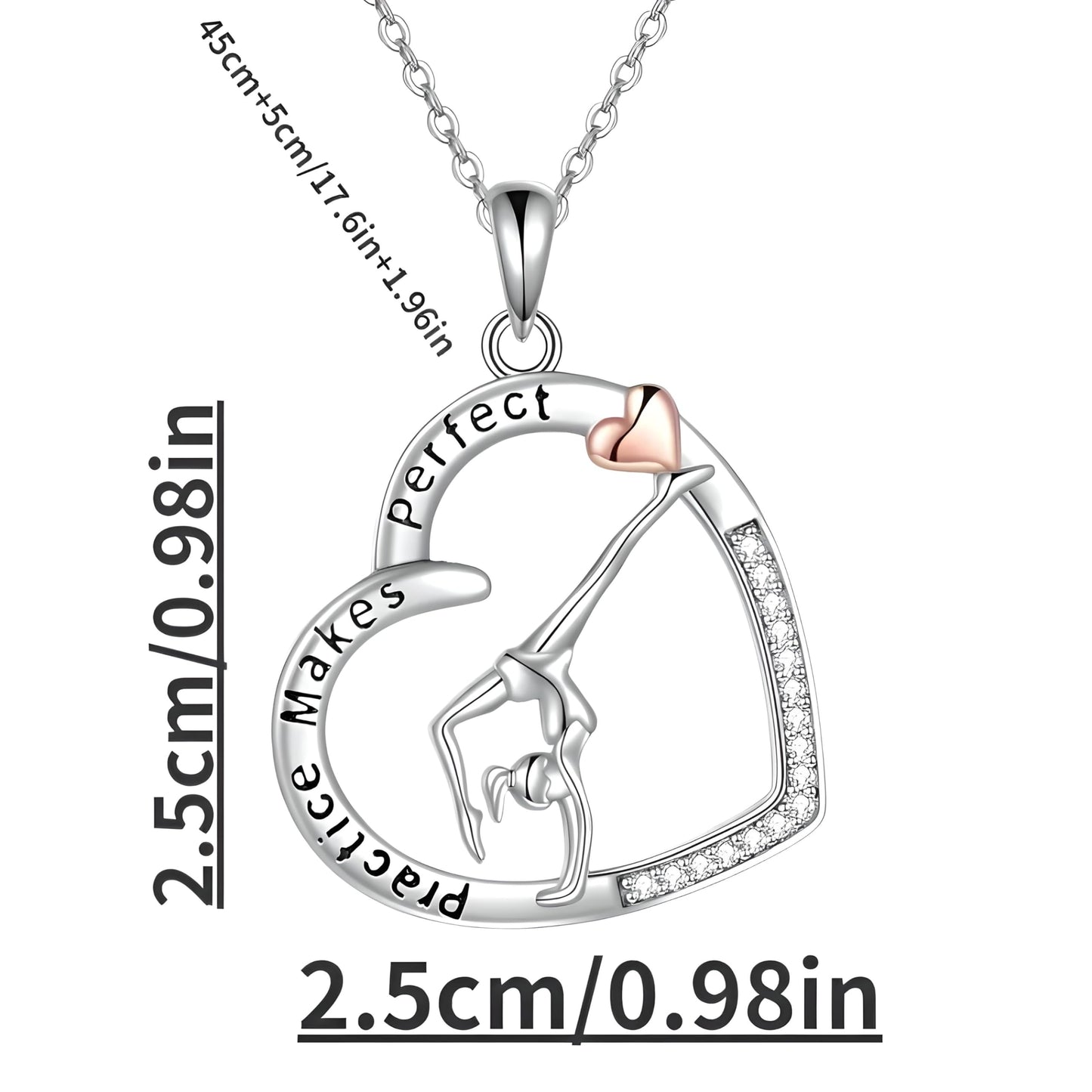 Sports Heart Necklace, 9 Different Sport Options: Basketball, Jumping Cheerleader, Gymnast, Softball, Volleyball, Ballet Ballerina, Runner, Sports Accessories Birthday Gift- Simulated Rainbow Diamonds, Christmas, Birthday or Party Gift