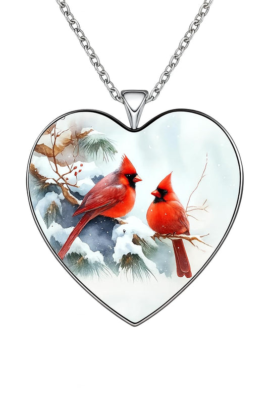 SUPAC Red Cardinal Wing Ring, and Necklaces, Silver-Plated 'I Am Always with You' Inspirational Message, Adjustable - Christmas, Party, or Birthday Gift (Snow)