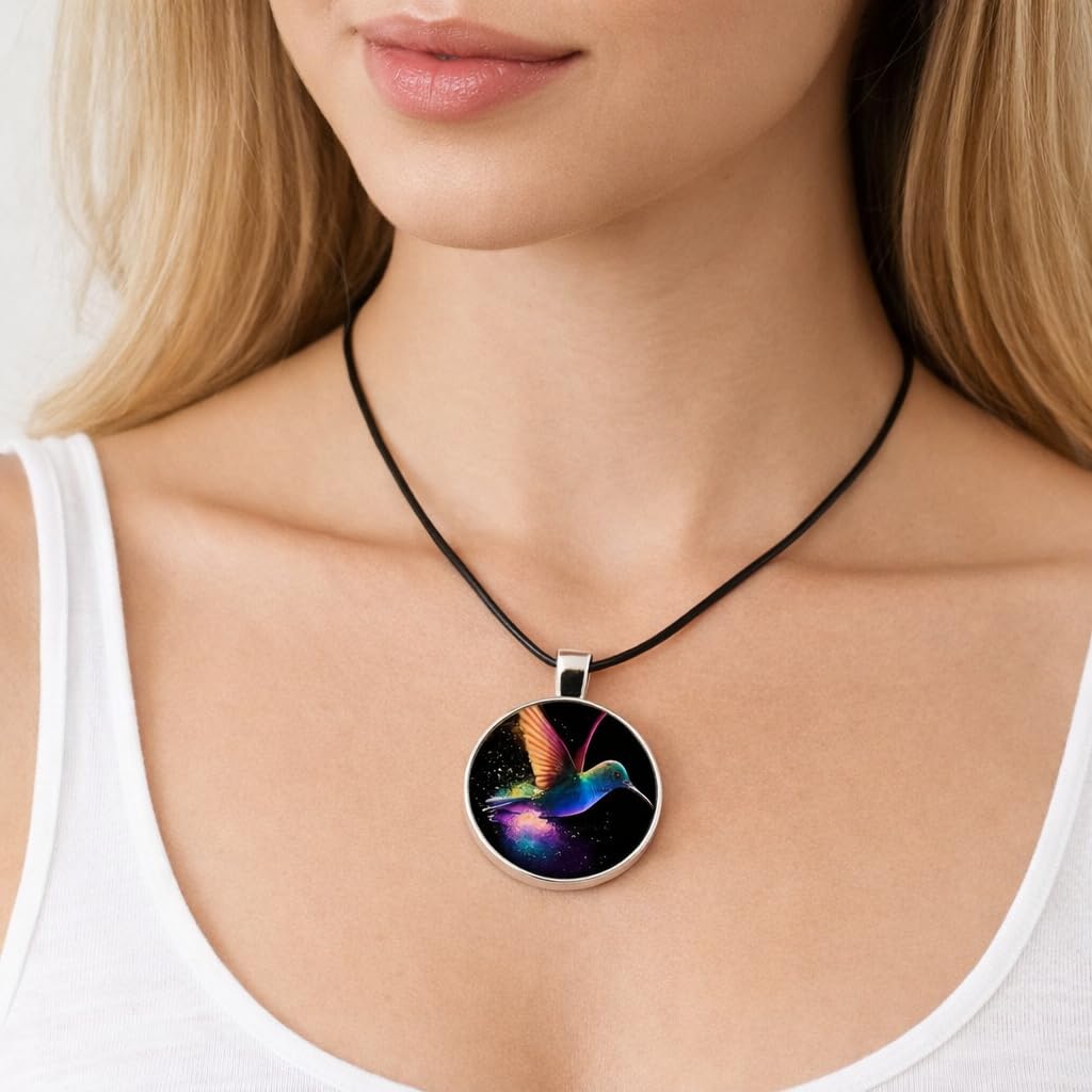 SUPAC Stunning Hummingbird Pendant Necklace - Two Humming Birds Searching for Flower - Fashionable Alloy Jewelry with Delicate Details - Birthday, Party, Gift Idea for Her