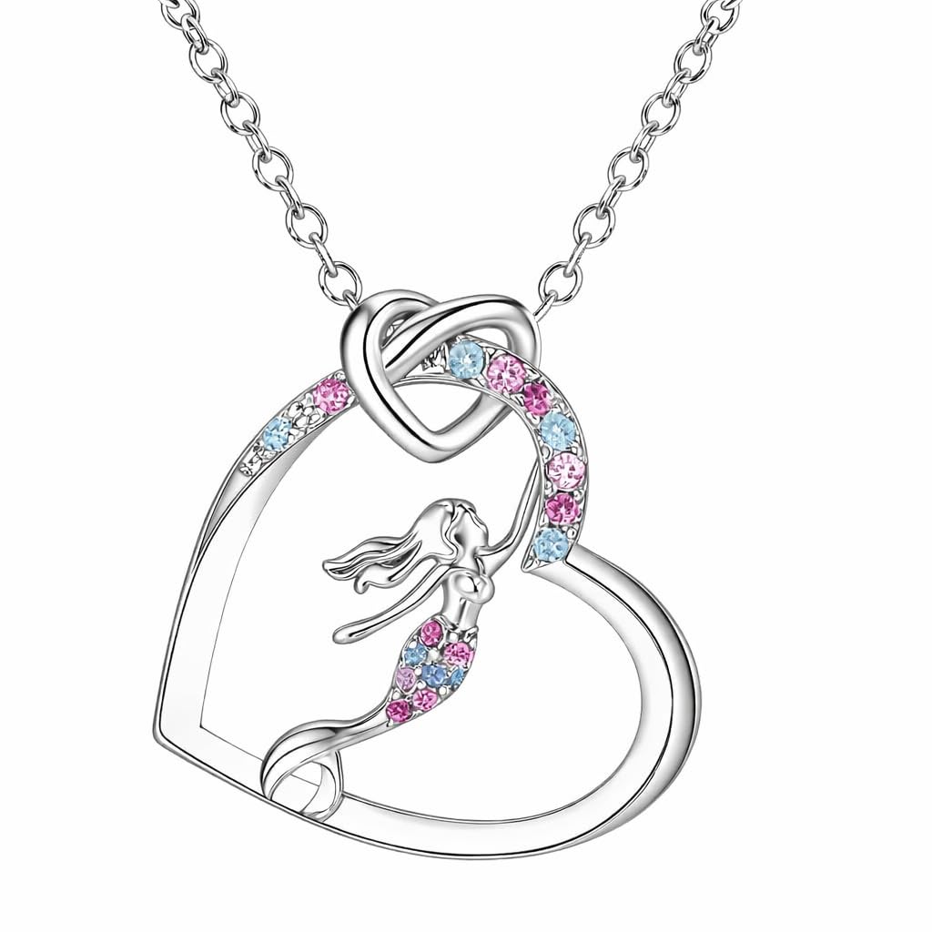 SUPAC Heart of the Sea Mermaid Pendant Necklace, Starfish and Blue Fin - with Multiple Colors