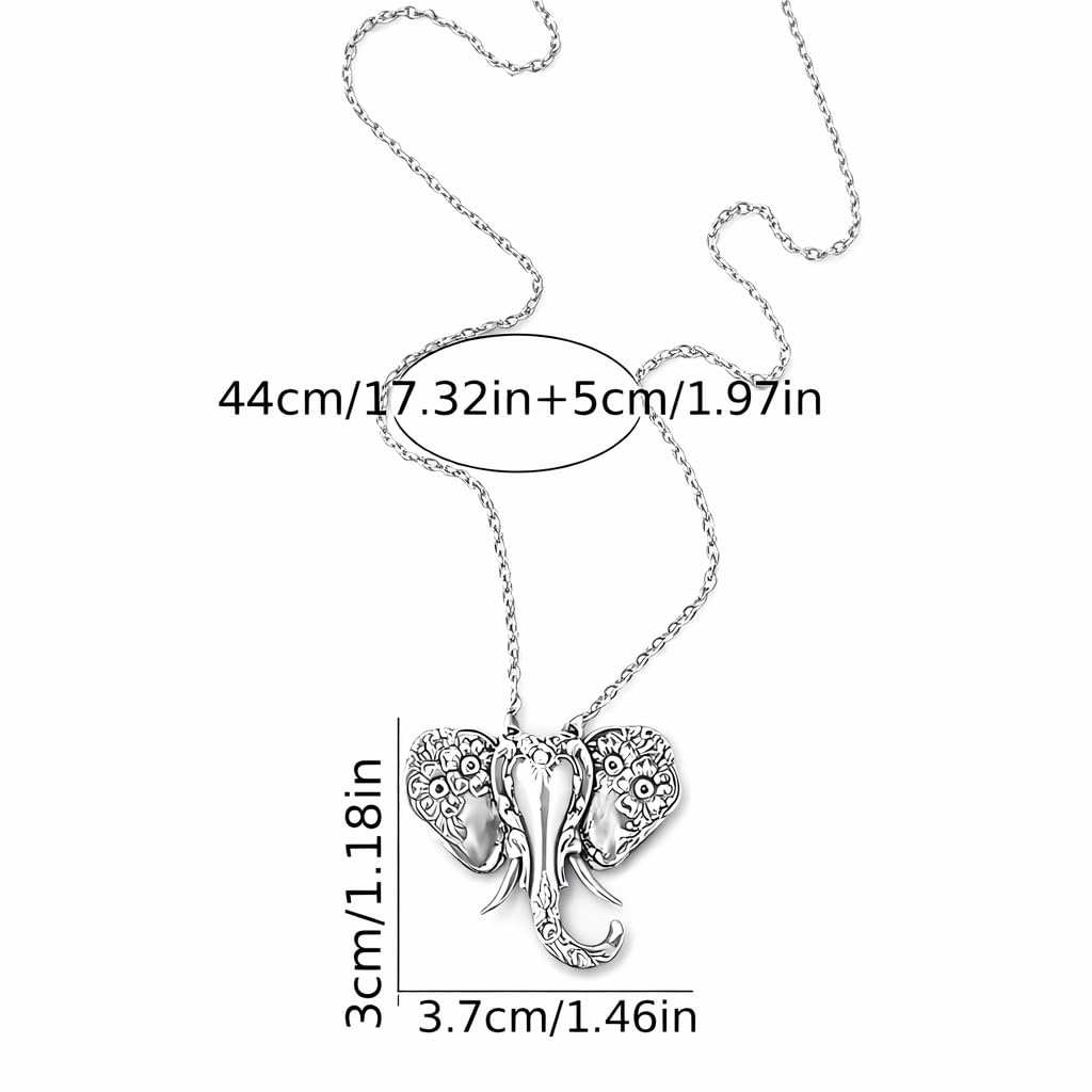 SUPAC Elephant Necklace, Silver Design - Elephant Lovers' Gift