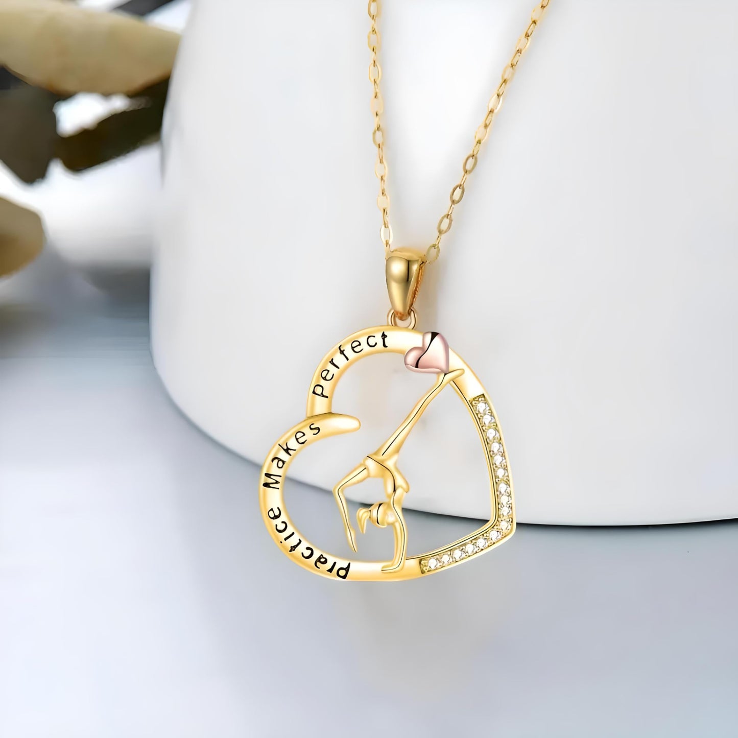 Sports Heart Necklace, 9 Different Sport Options: Basketball, Jumping Cheerleader, Gymnast, Softball, Volleyball, Ballet Ballerina, Runner, Sports Accessories Birthday Gift- Simulated Rainbow Diamonds, Christmas, Birthday or Party Gift