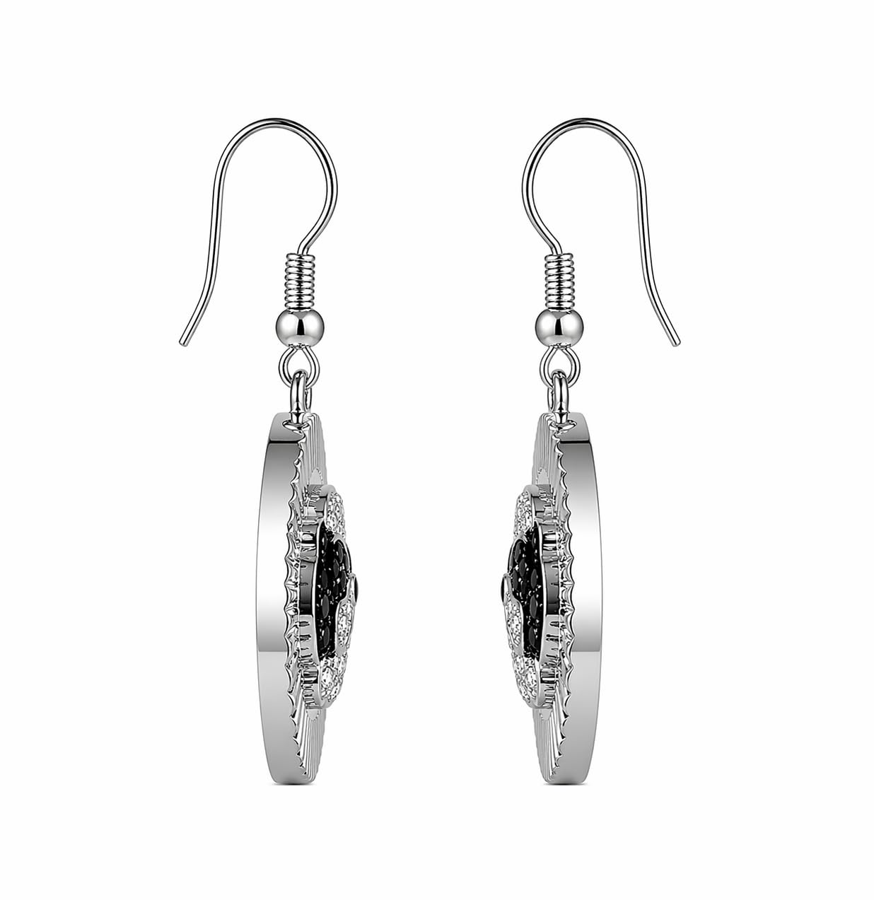 Shih Tzu Drop Earrings, Silver Plated Stainless Steel, Dog Face Pendant, Hypoallergenic, Tarnish Resistant, 0.98 in