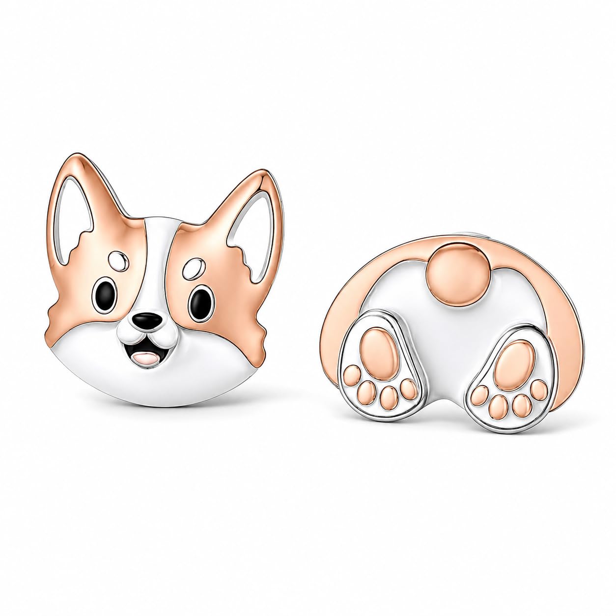 Dog Lovers' Earrings, Different Dog Breed Stud Earrings with Crystals, Rose Gold and Silver Tone - Party, Birthday, or Christmas Gift