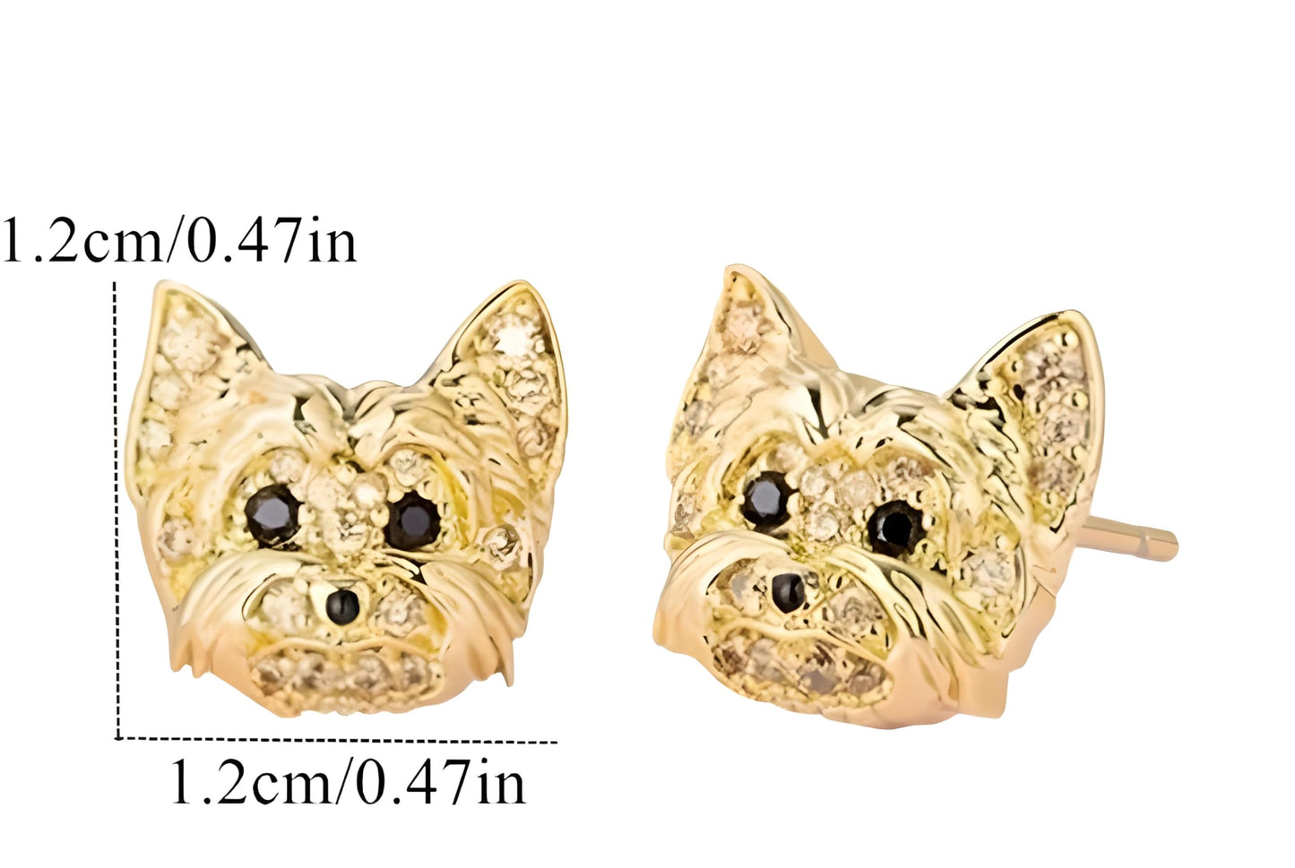 Dog Lovers' Earrings, Different Dog Breed Stud Earrings with Crystals, Rose Gold and Silver Tone - Party, Birthday, or Christmas Gift