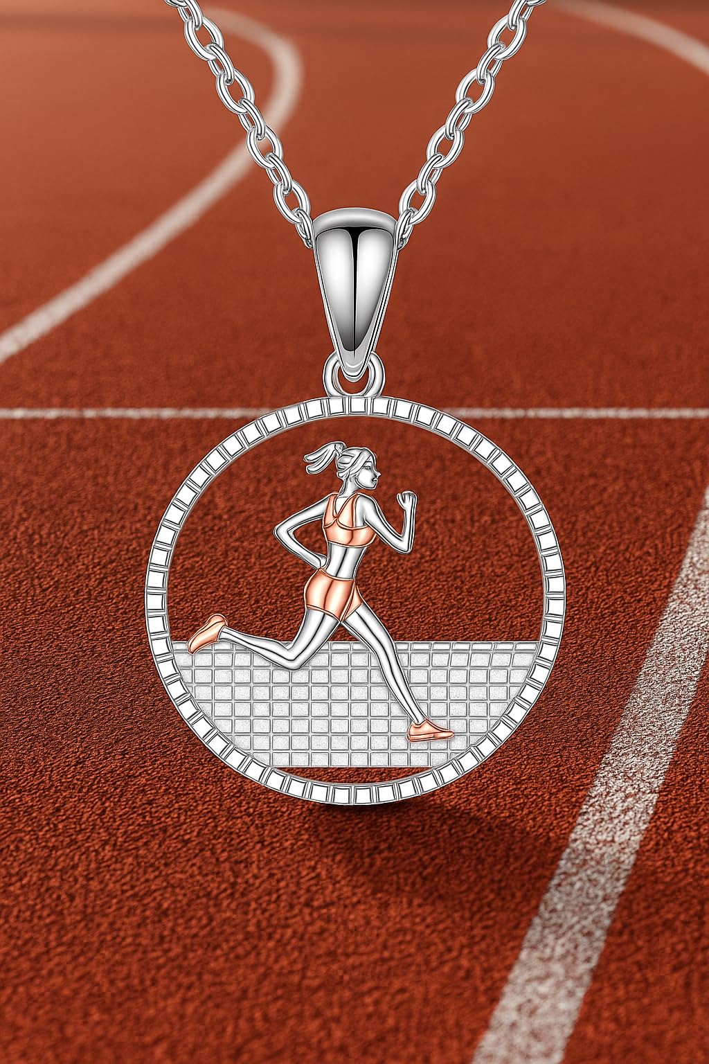 Sports Heart Necklace, 9 Different Sport Options: Basketball, Jumping Cheerleader, Gymnast, Softball, Volleyball, Ballet Ballerina, Runner, Sports Accessories Birthday Gift- Simulated Rainbow Diamonds, Christmas, Birthday or Party Gift