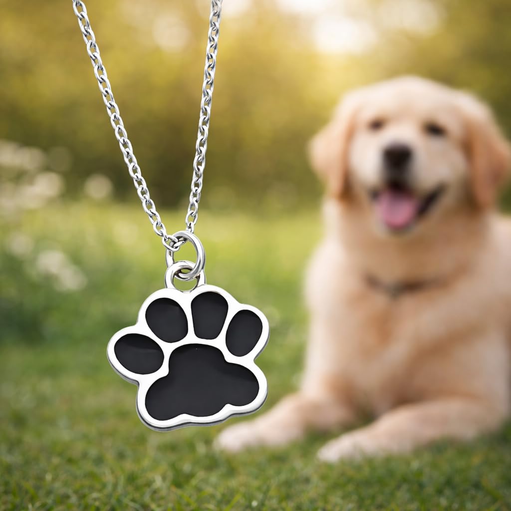 Elegant Animal Paw Print Necklace - Chic Gift for Pet Lovers, Simple Unplated Design - Christmas, Birthday Gift