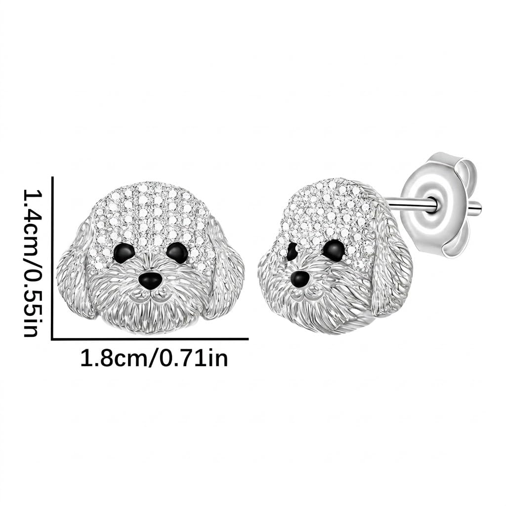 Dog Lovers' Earrings, Different Dog Breed Stud Earrings with Crystals, Rose Gold and Silver Tone - Party, Birthday, or Christmas Gift