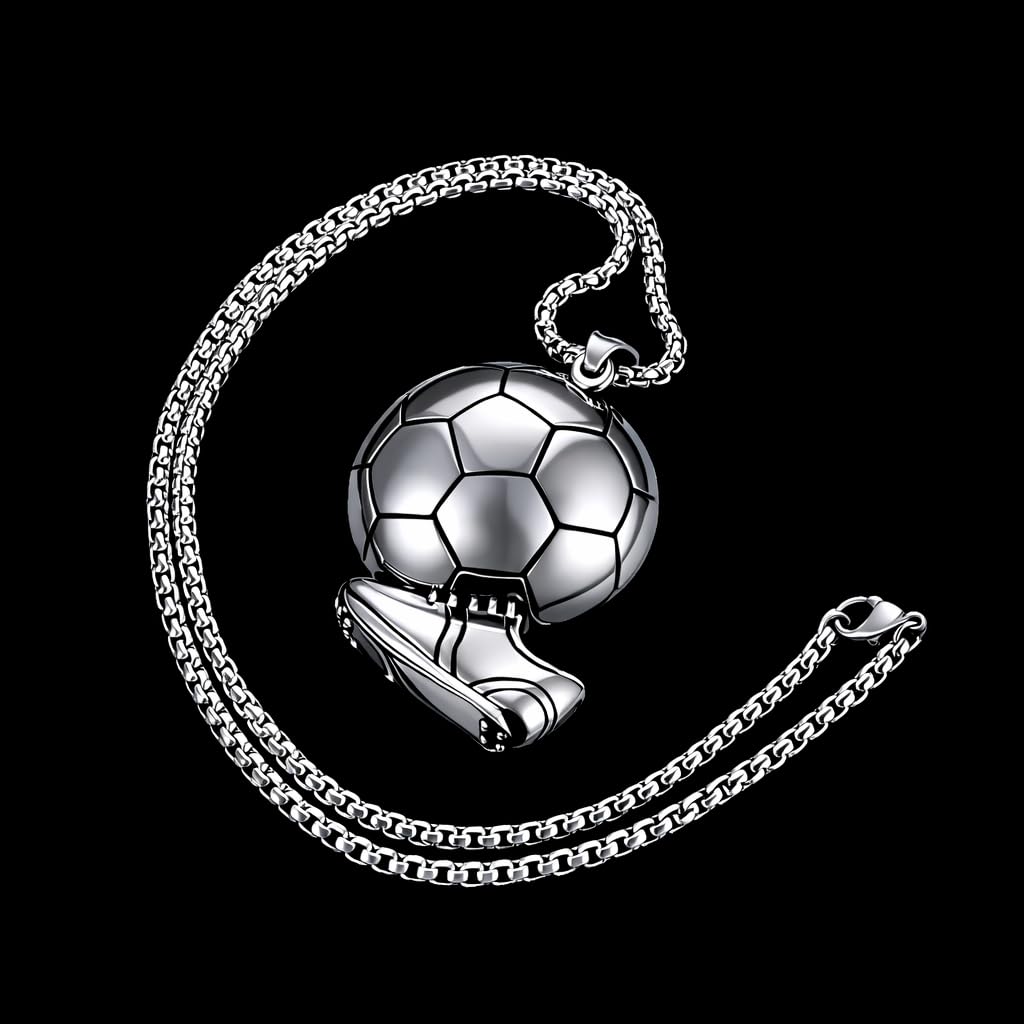 Soccer Cleats and Ball Silver or Gold Necklace – Show Your Love for the Beautiful Game!", - Score Style Points On and Off the Field! Stainless Steel Soccer Fan Pendant - Hip-Hop Street Style Necklace, Durable & Fashion-Forward SUPAC