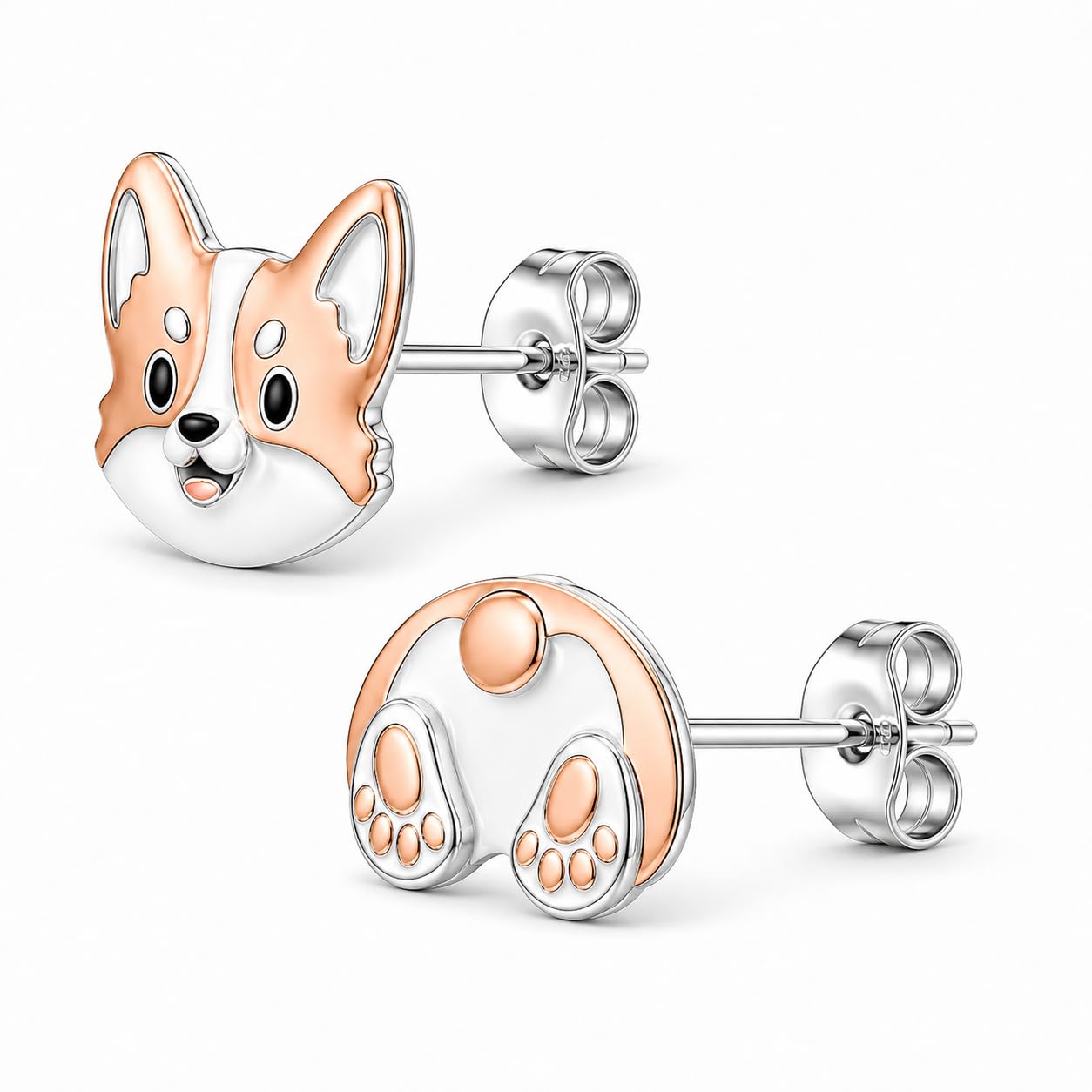 Dog Lovers' Earrings, Different Dog Breed Stud Earrings with Crystals, Rose Gold and Silver Tone - Party, Birthday, or Christmas Gift
