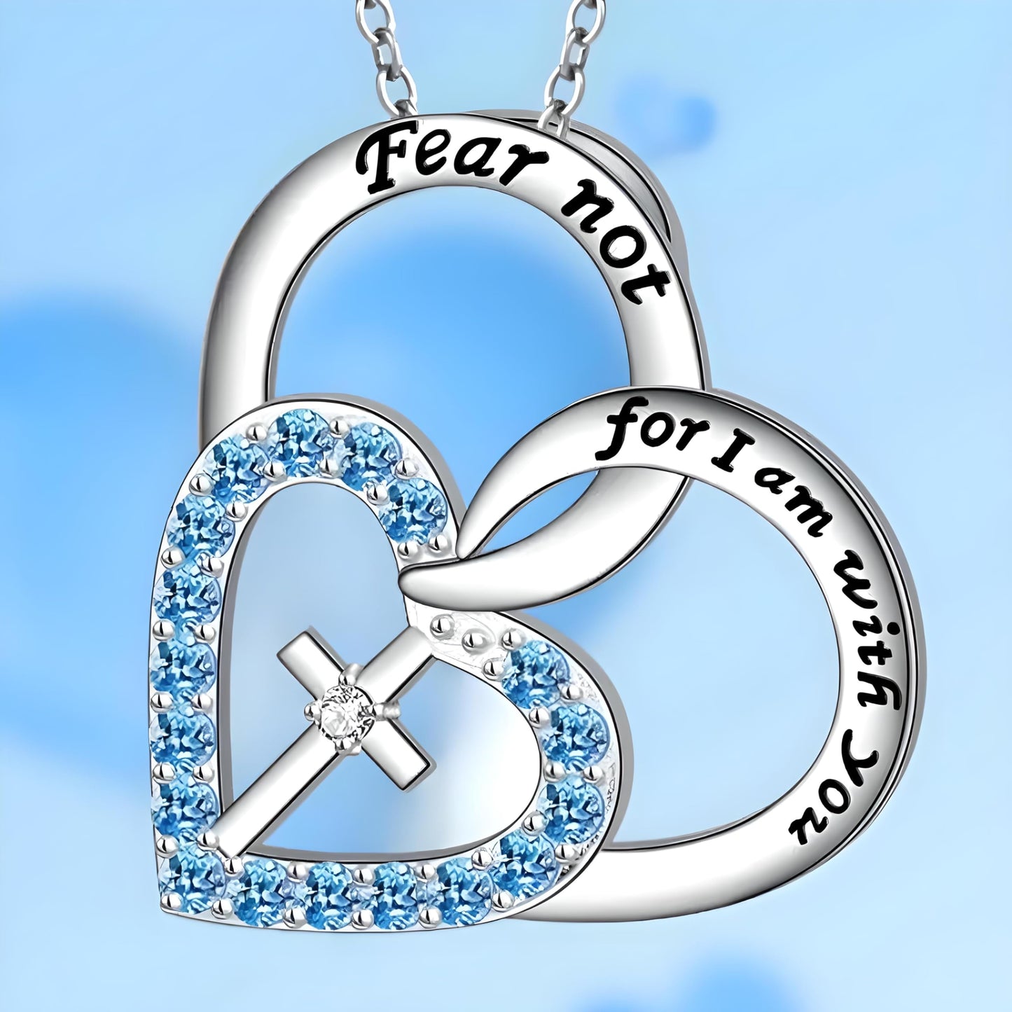 SUPAC Exquisite Cross Heart Pendant Necklace, Glorifying the King of Kings! Fear not for I am with you