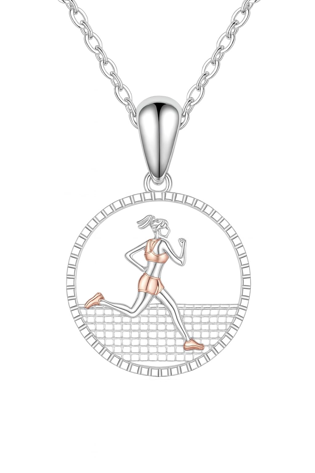 Sports Heart Necklace, 9 Different Sport Options: Basketball, Jumping Cheerleader, Gymnast, Softball, Volleyball, Ballet Ballerina, Runner, Sports Accessories Birthday Gift- Simulated Rainbow Diamonds, Christmas, Birthday or Party Gift