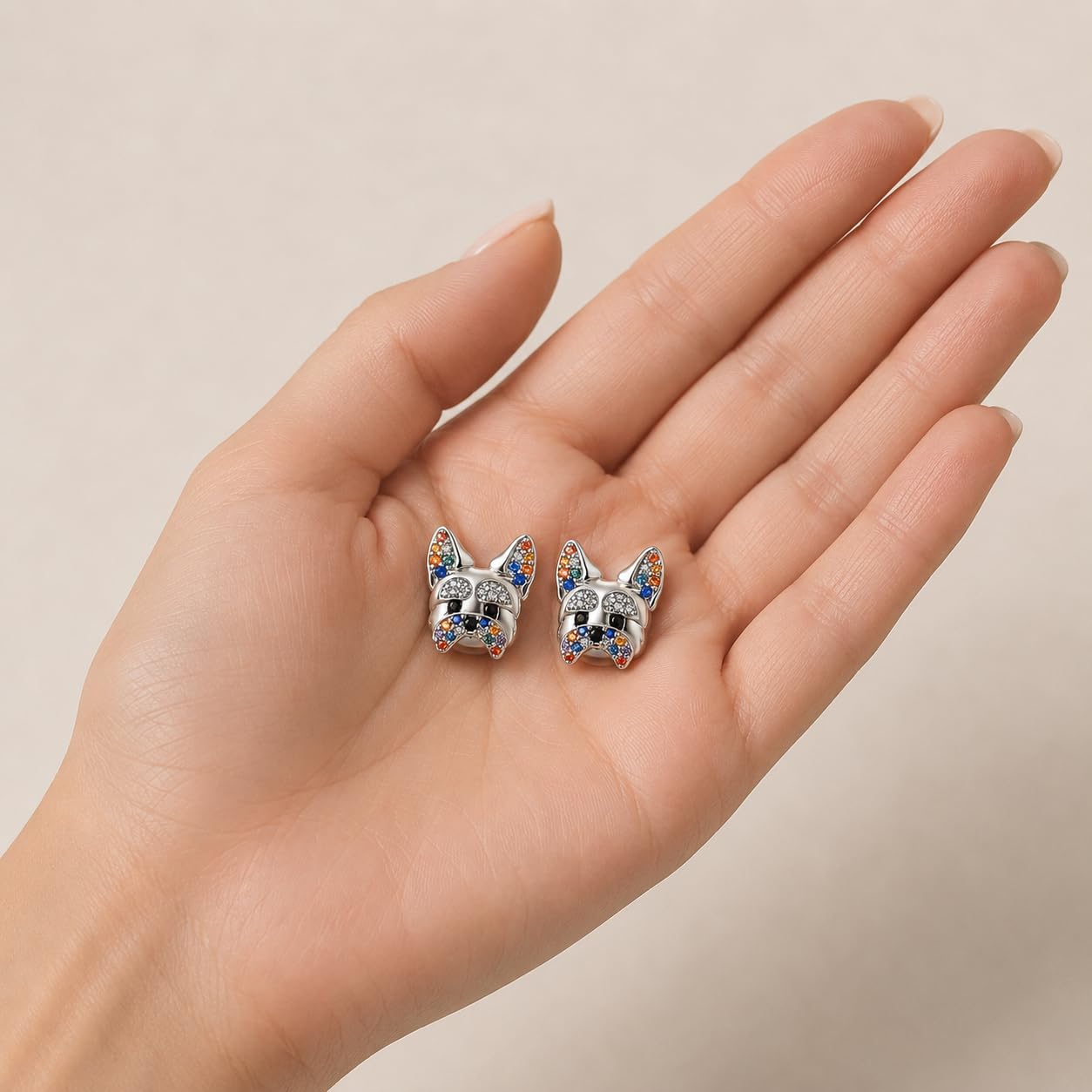 Dog Lovers' Earrings, Different Dog Breed Stud Earrings with Crystals, Rose Gold and Silver Tone - Party, Birthday, or Christmas Gift