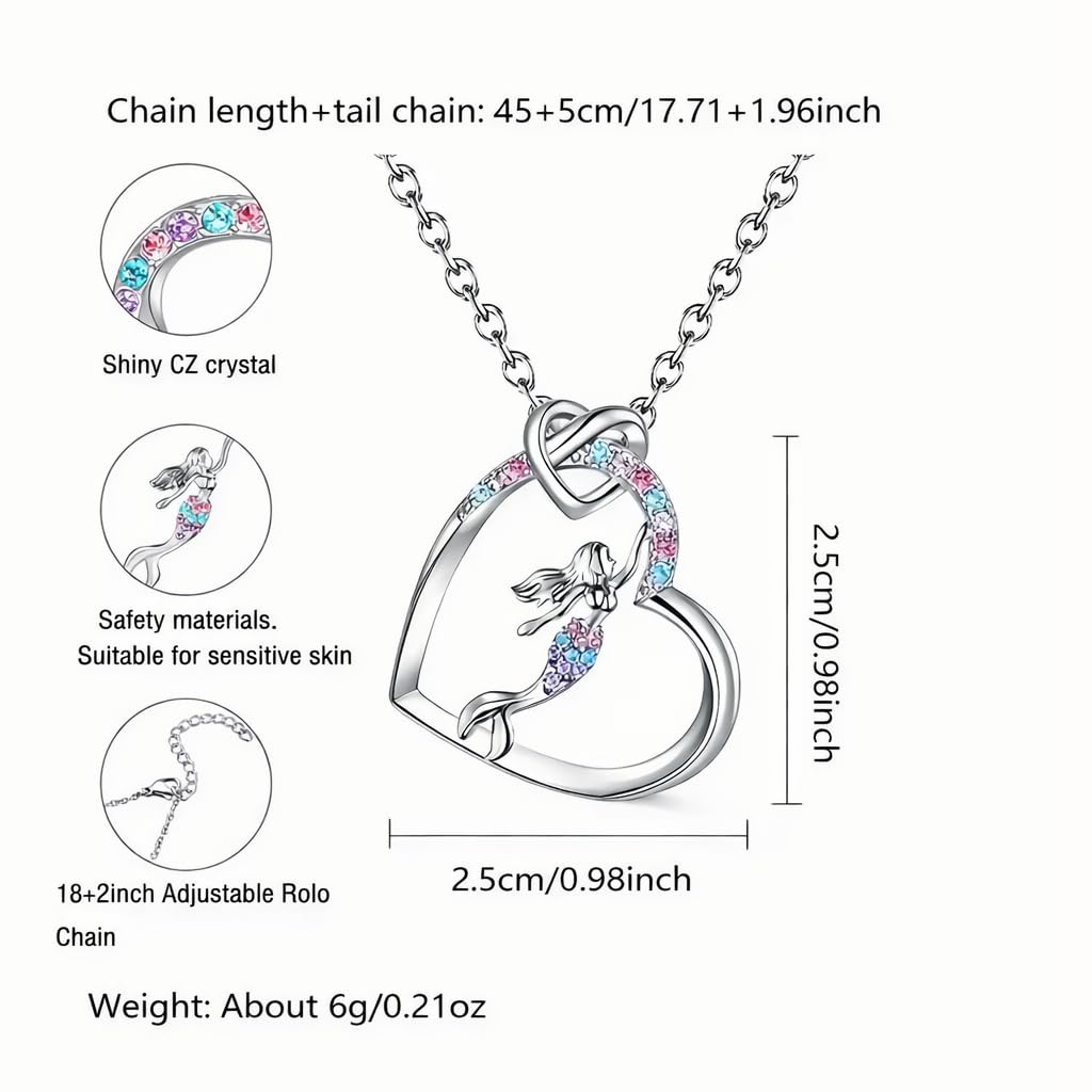 SUPAC Heart of the Sea Mermaid Pendant Necklace, Starfish and Blue Fin - with Multiple Colors