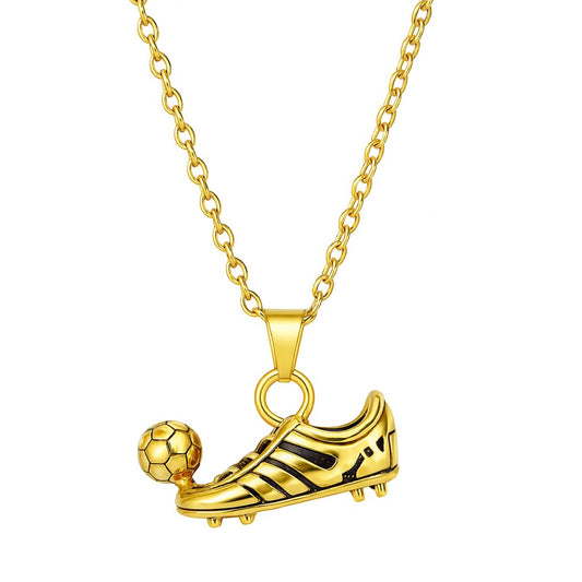 Soccer Cleats and Ball Silver or Gold Necklace – Show Your Love for the Beautiful Game!", - Score Style Points On and Off the Field! Stainless Steel Soccer Fan Pendant - Hip-Hop Street Style Necklace, Durable & Fashion-Forward SUPAC