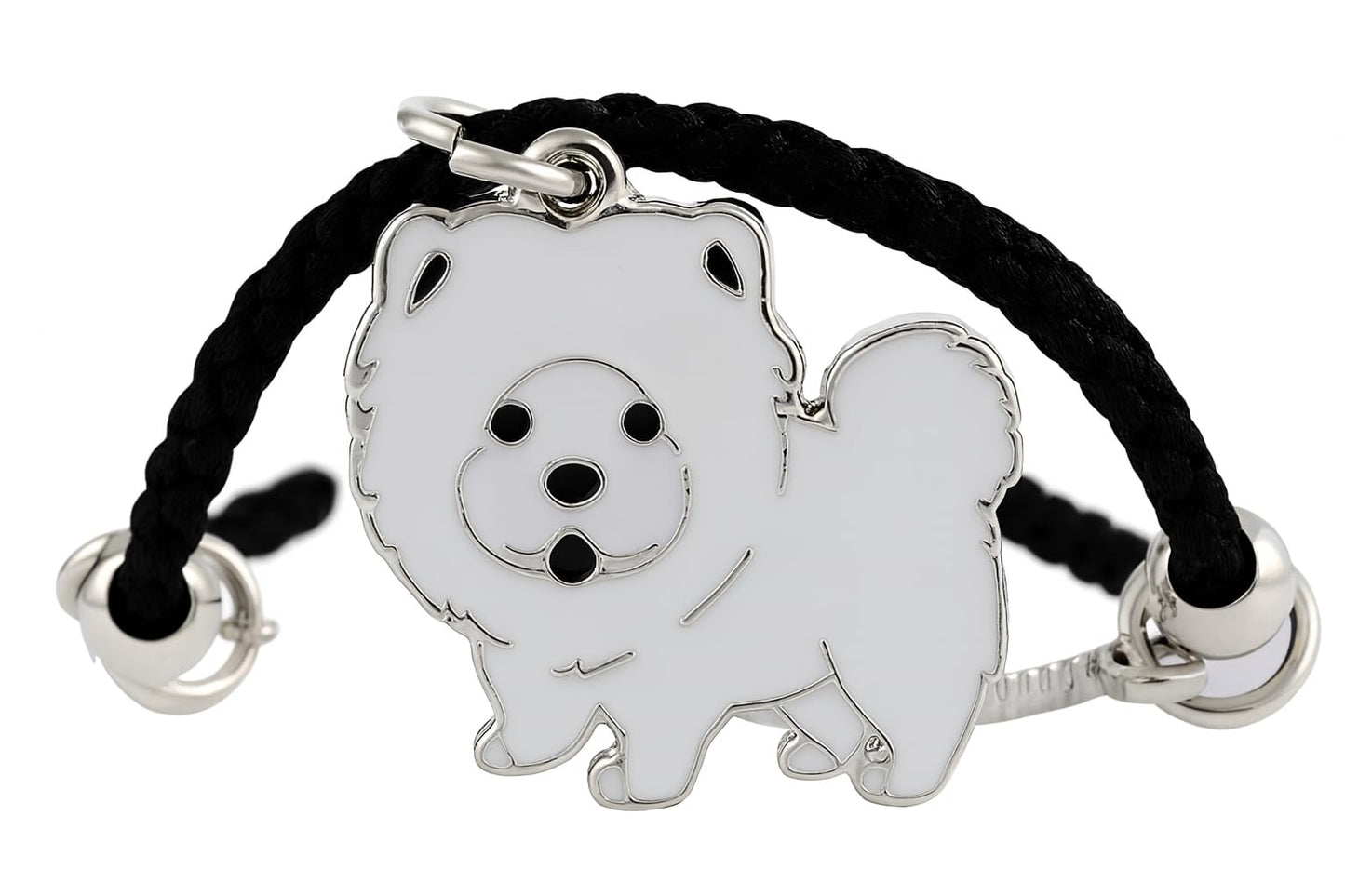 Pet Charm Bracelet with Dog Charms, Black Braided Band, I Love Dogs Design - Dog Lovers' Bracelet - Different Breeds of Dogs, Pet Lover Gift for Birthday and Holiday, Durable and Long-Lasting, Hypoallergenic and Nickel-Free, Everyday Wear (Chow Chow)