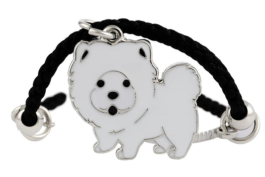 Pet Charm Bracelet with Dog Charms, Black Braided Band, I Love Dogs Design - Dog Lovers' Bracelet - Different Breeds of Dogs, Pet Lover Gift for Birthday and Holiday, Durable and Long-Lasting, Hypoallergenic and Nickel-Free, Everyday Wear (Chow Chow)