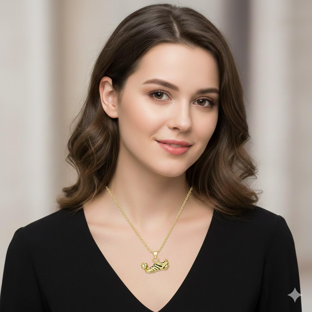 Soccer Cleats and Ball Silver or Gold Necklace – Show Your Love for the Beautiful Game!", - Score Style Points On and Off the Field! Stainless Steel Soccer Fan Pendant - Hip-Hop Street Style Necklace, Durable & Fashion-Forward SUPAC