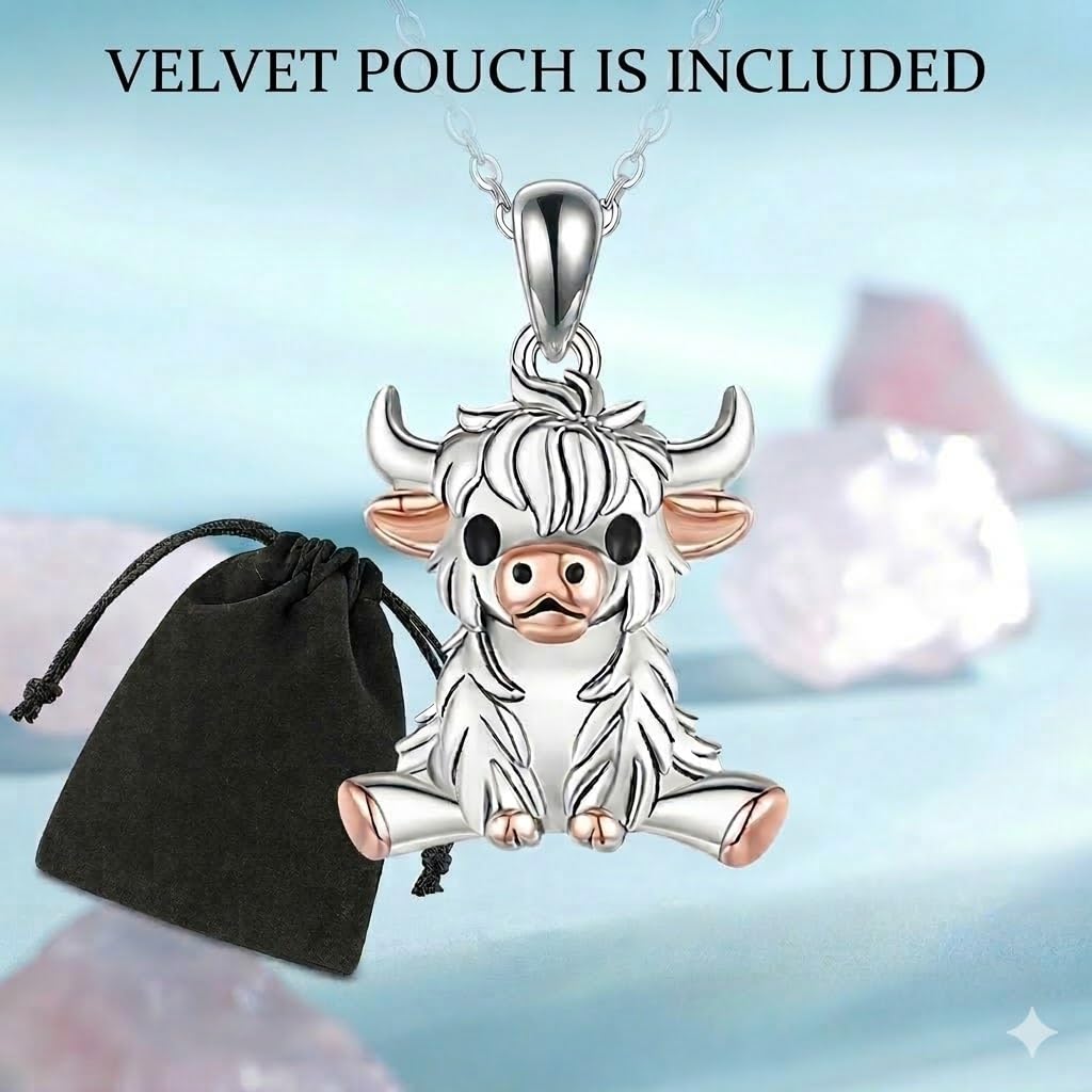 SUPAC Unique & Fashionable Cartoon Cow Necklace with Flower Pendant in White K