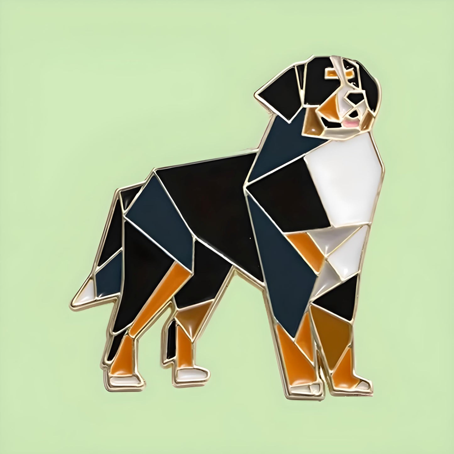Dog Breed Pins - Geometric Australian Shepherd, Cat, Husky, Bernese Mountain Dog, Enamel Pin, Modern Art Design, White and Purple - Badge for Men