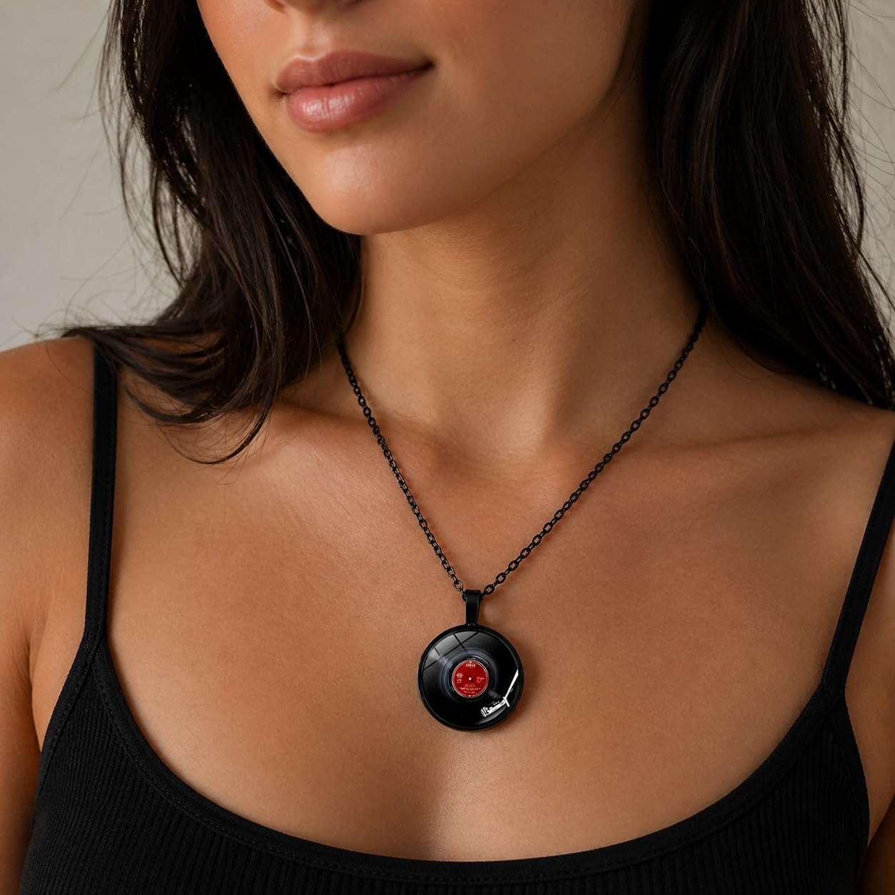 SUPAC Unique Music Record Pendant Necklace - Avant-Garde Fashion Accessory, Eye-Catching Design for Men and Women - Birthday, Christmas Gift or Personalized Jewelry