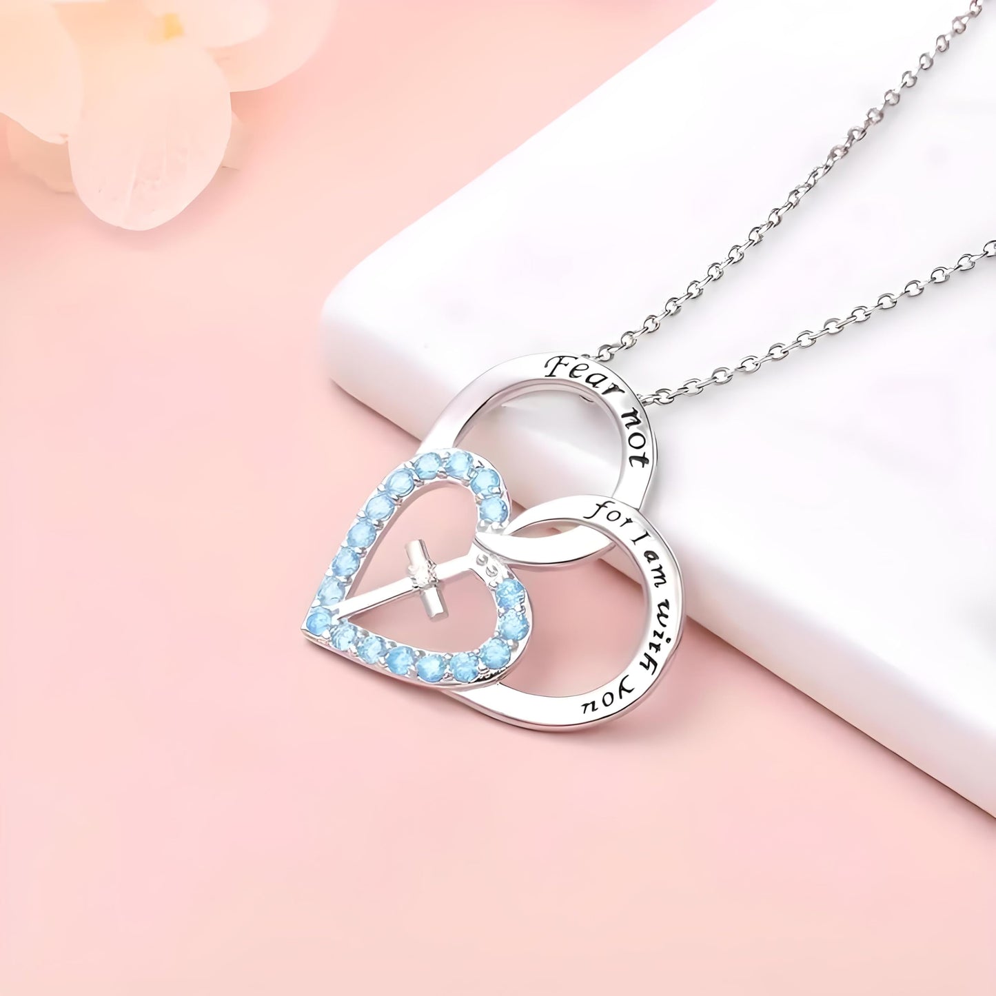 SUPAC Exquisite Cross Heart Pendant Necklace, Glorifying the King of Kings! Fear not for I am with you
