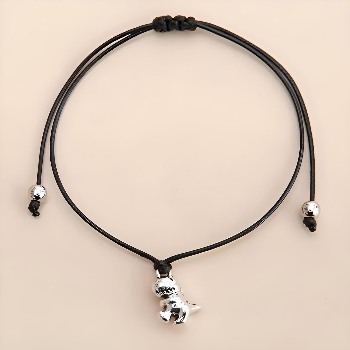 SUPAC Animal and Sport Friendship Bracelet, Always Bee You Wish Bracelet, Black Adjustable String, Decorative Animal Charms, 6.2-11.8 inches (Black T-Rex)