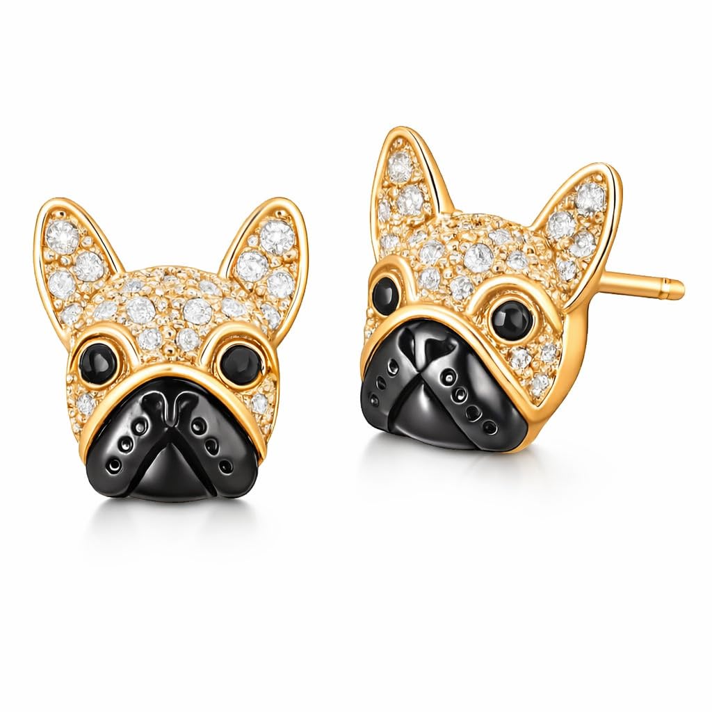 Dog Lovers' Earrings, Different Dog Breed Stud Earrings with Crystals, Rose Gold and Silver Tone - Party, Birthday, or Christmas Gift