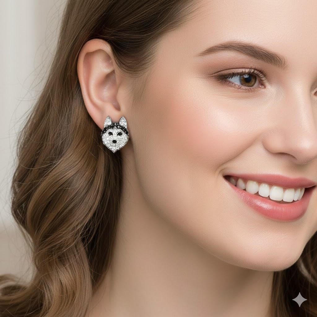 Dog Lovers' Earrings, Different Dog Breed Stud Earrings with Crystals, Rose Gold and Silver Tone - Party, Birthday, or Christmas Gift